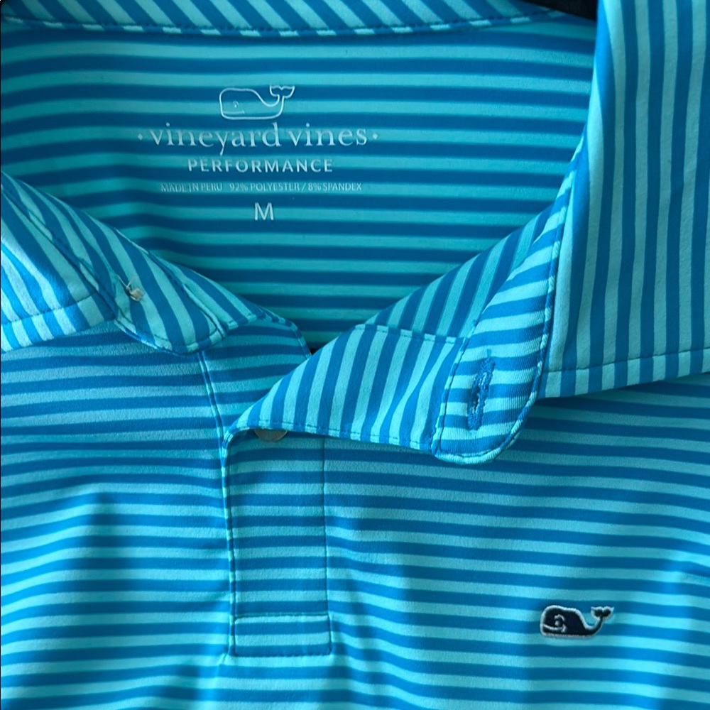 Vineyard Vines Aqua / Teal ish Striped Performance Polo